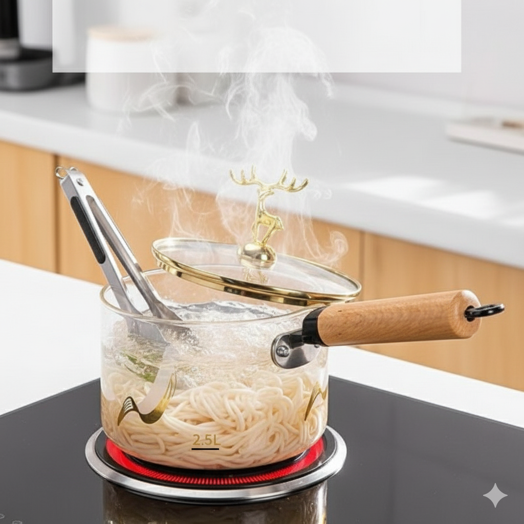 High Borosilicate Heat-Resistant Glass Pot Safe for All Heat Sources