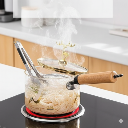 High Borosilicate Heat-Resistant Glass Pot Safe for All Heat Sources