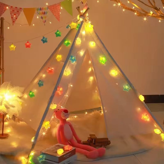 Cute Sleeping Star LED Fairy String Lights (USB Powered) – 20 LEDs | 3M