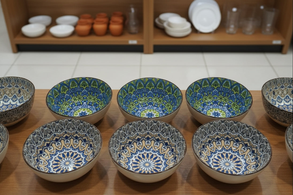 Japanese-Style Hand-Painted Ceramic Bowl Set (6 Pieces) - My Store
