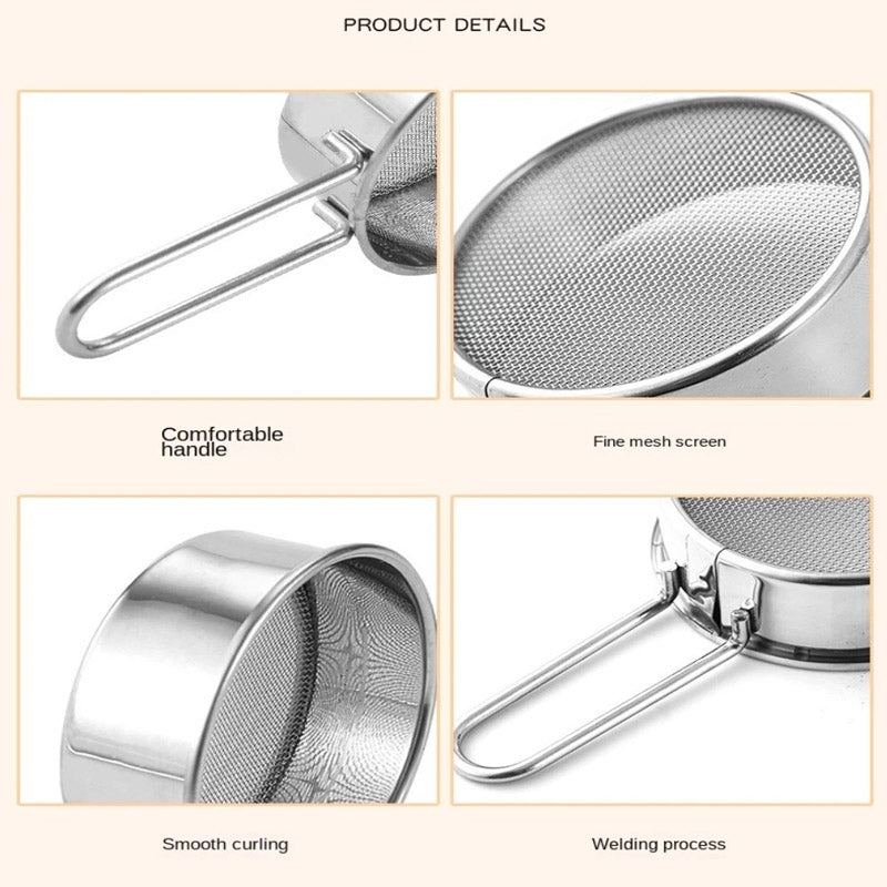 Mini Stainless Steel Flour Sieve Strainer 3 Pcs Set - My Store