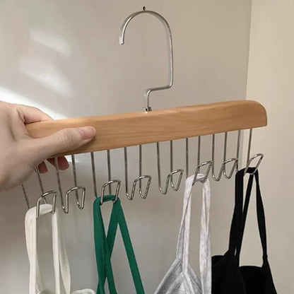 Multi-Functional 8-Hook Wooden Closet Organizer