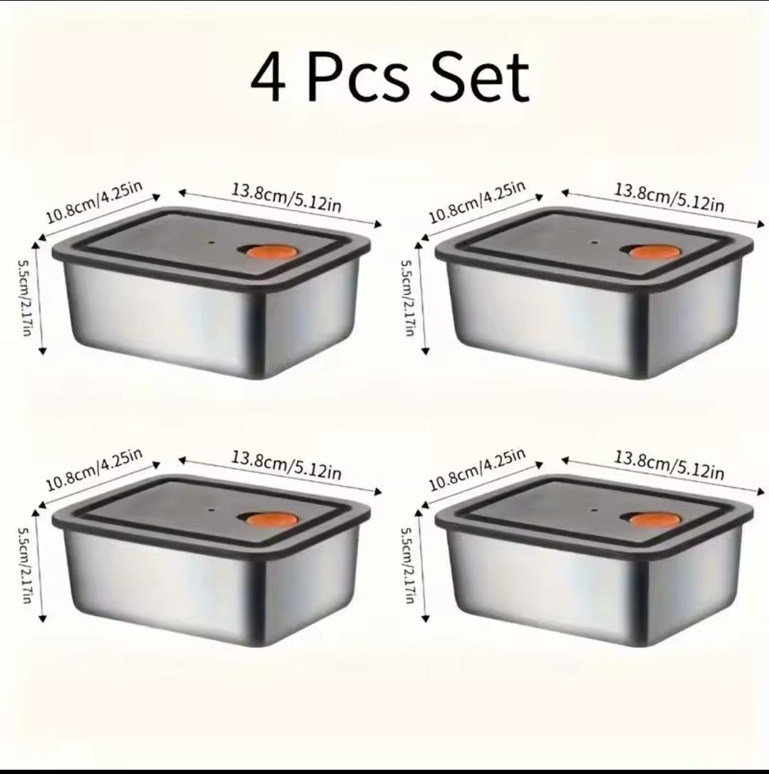 4-Piece Stainless Steel Airtight Container Set - My Store