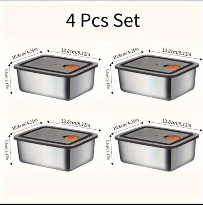 4-Piece Stainless Steel Airtight Container Set - My Store