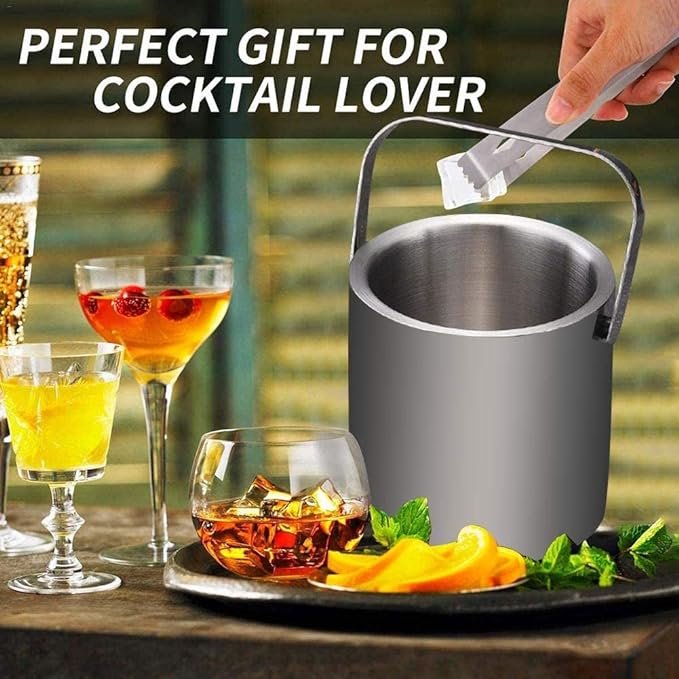 Ice Bucket with Lid and Strainer and Ice Tong - My Store