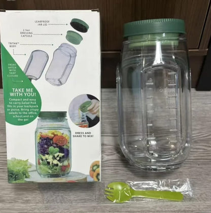 2-in-1 Fresh Lock Salad Jar & Meal Prep Container with Dressing Cup