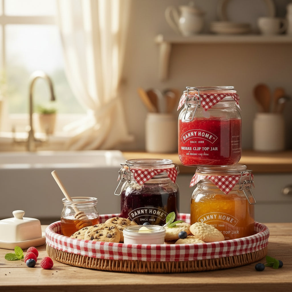 Danny Home Round Clip Top Glass Storage Jar Collection