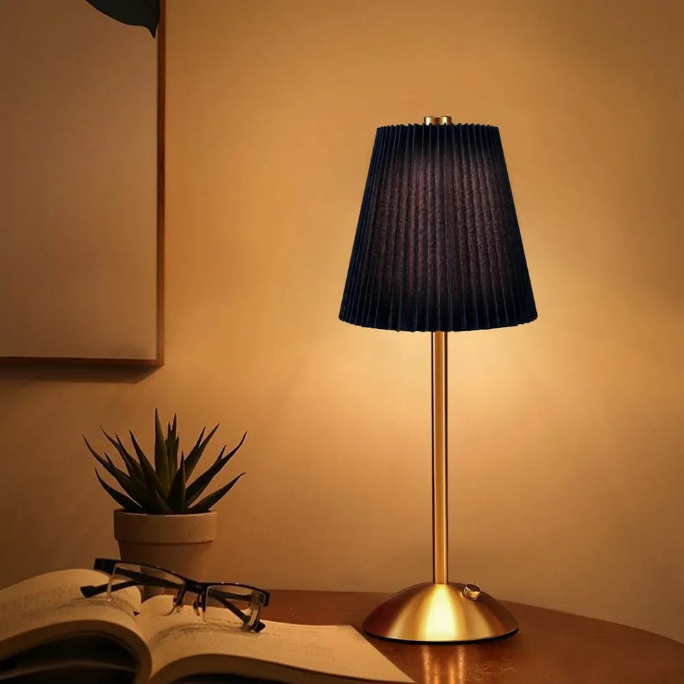 Rechargeable Pleated Cordless Table Lamp – Touch Control LED Table Lamp with 3 Color Modes