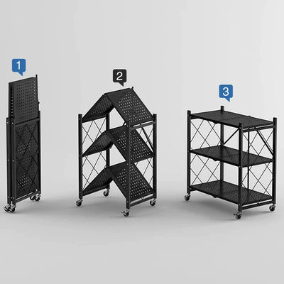 Foldable Kitchen Trolley 3-Layer - My Store