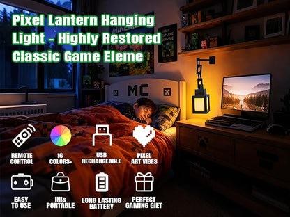 Minecraft-Style RGB Pixel Lantern Night Light