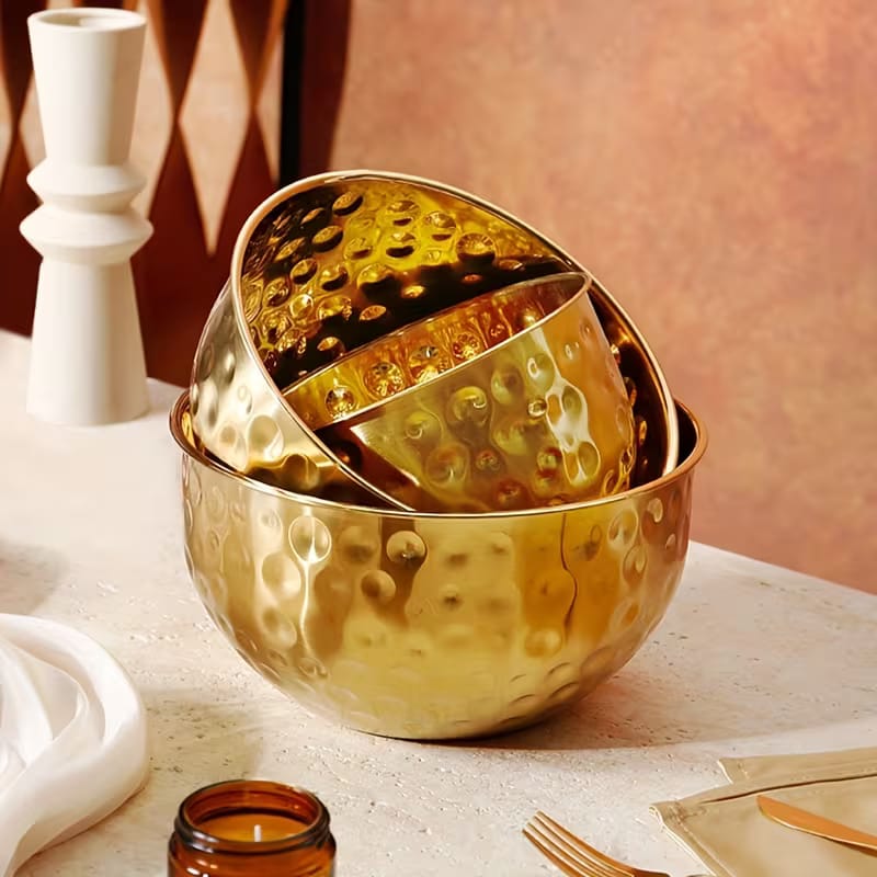 Premium stainless steel golden hammered bowl - My Store