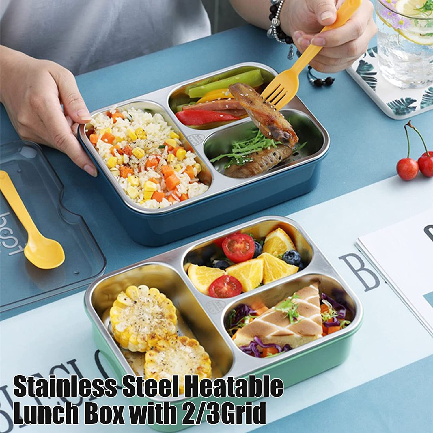 3-Grid Insulated Stainless Steel Lunch Box – 750ML - My Store