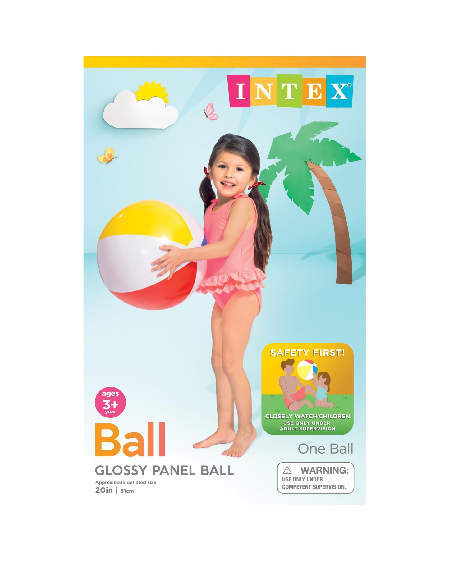 Intex Classic Glossy Panel Inflatable Beach Ball