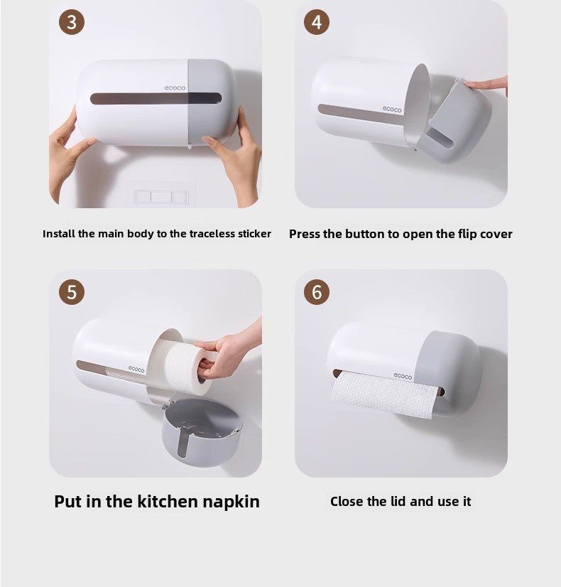 ECOCO Multi-Functional Wall-Mounted Tissue Box with Tissue inside - My Store