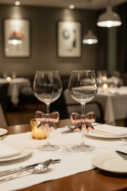 Elegant Bow-Accent Crystal Wine Glass - My Store