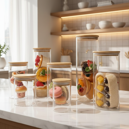 Danny Home™ 7-Piece Glass Storage Jar Set with Bamboo Lids