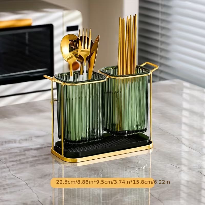 Dual-Compartment Cutlery & Organizer Stand