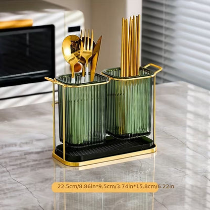 Dual-Compartment Cutlery & Organizer Stand