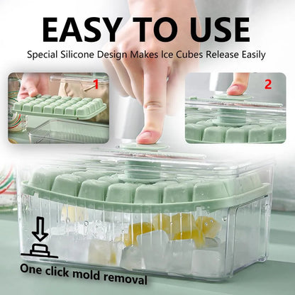 One-Click Smart Ice Cube Mold & Storage Box