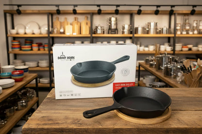 Danny Home Mini Cast Iron Skillet with Bamboo Base - My Store