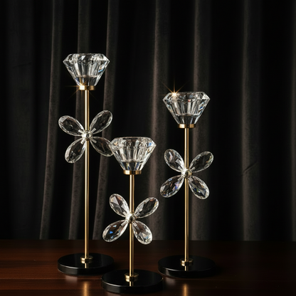 Crystal Bloom Luxe Candle Holder Set – 3 Piece - My Store