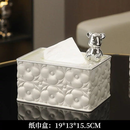 Luxury Decorative Tissue Box with Crystal Lid &chrome bunny accent