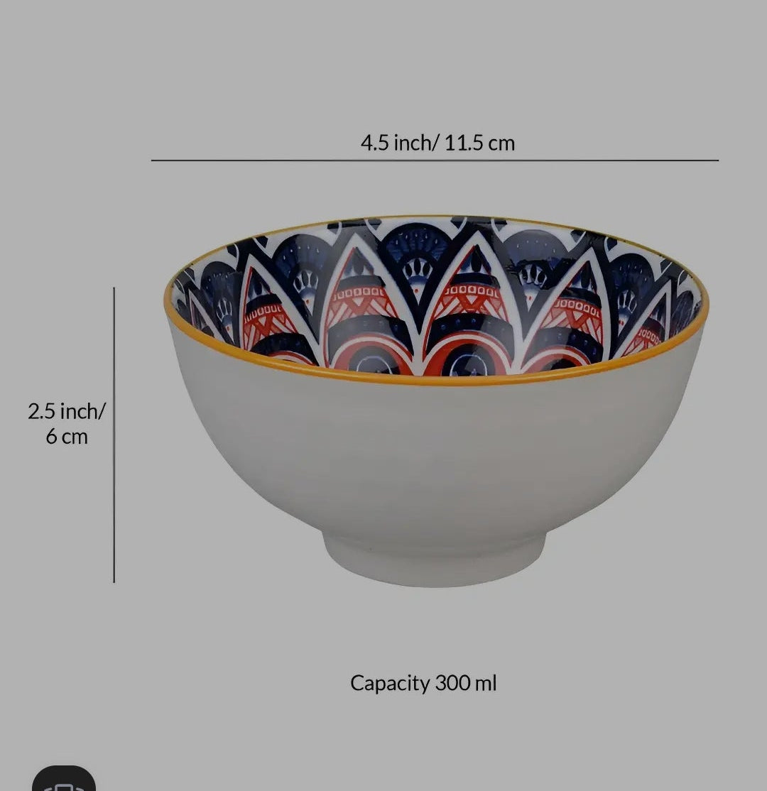 Ceradeco Ethnic Motifs Printed Ceramic Bowl Set