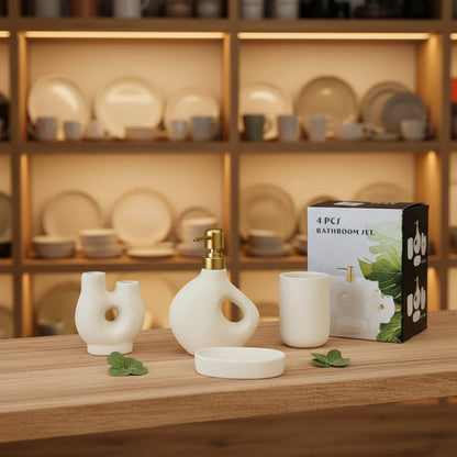 4-Piece Nordic Ceramic Bathroom Accessories Set