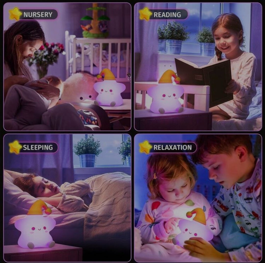 Cute Silicone Star Night Light – Rechargeable LED Lamp - My Store