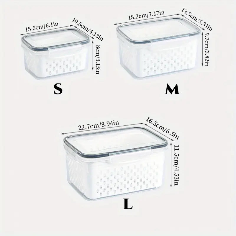 3-Piece Fresh-Keeping Fridge Organizer Set with Drain Baskets - My Store