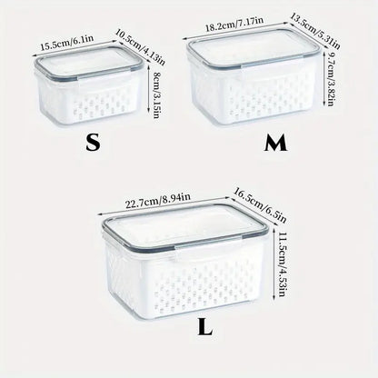 3-Piece Fresh-Keeping Fridge Organizer Set with Drain Baskets - My Store