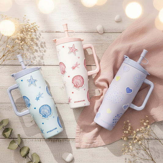SITARAYURI 3D Ocean Shell Pearl Straw Tumbler