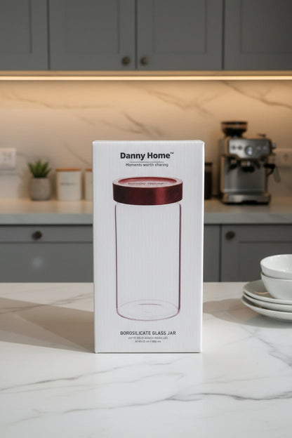 Danny Home Premium Borosilicate Glass Storage Jar Collection with Acacia Wood Lid