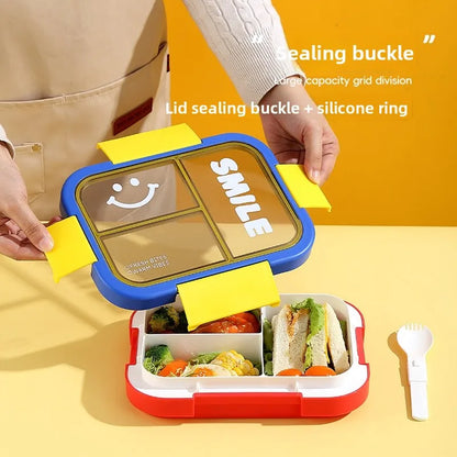 Multi-Compartment Leak-Proof Bento Lunch Box with Folding Utensil