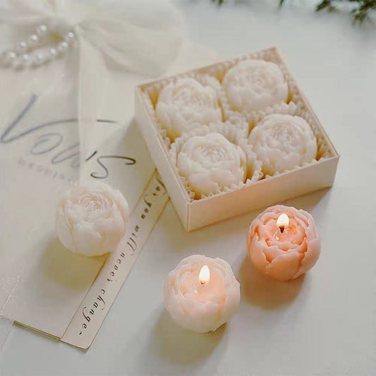 Peony Flower Scented Floating Candle Set – 4 pieces