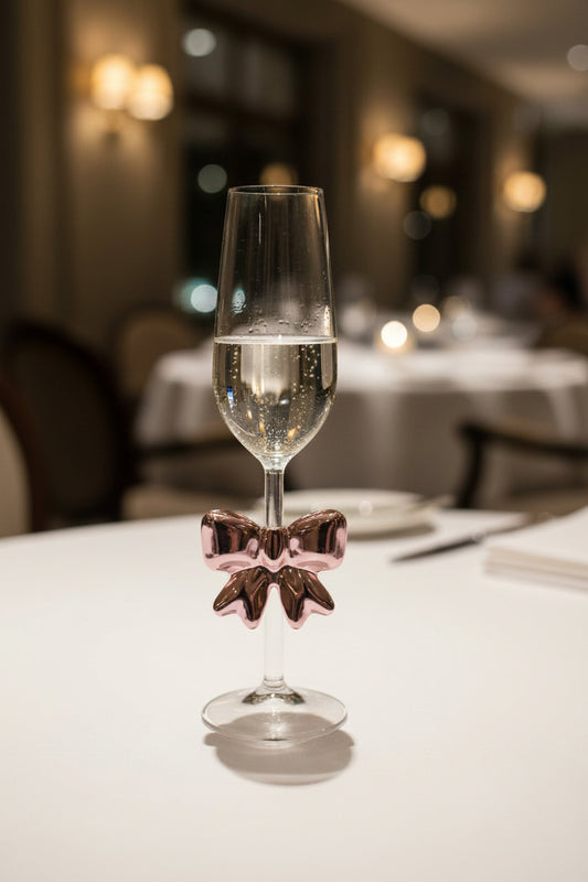 Premium Pink Bow Stem Champagne Flute - My Store