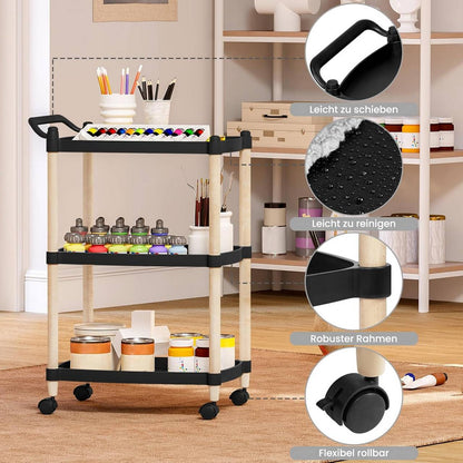 3-Tier Scandi-Style Rolling Utility Cart