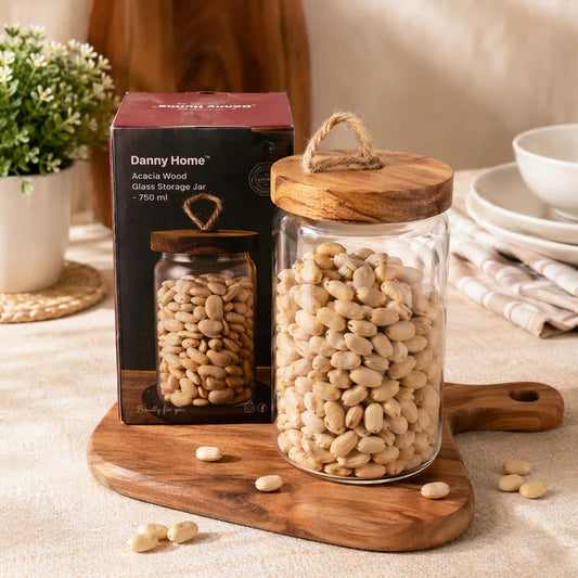 Danny Home™ Premium Acacia Wood Glass Storage Jars