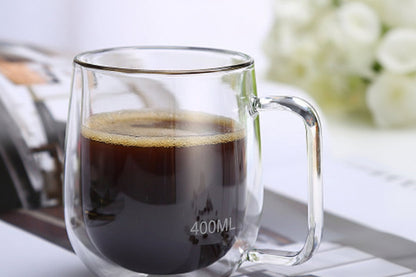 400ml Double Wall Heat-Resistant Glass Mug - My Store