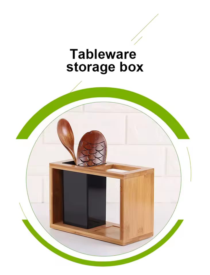 Bamboo Cutlery Holder Organizer - My Store