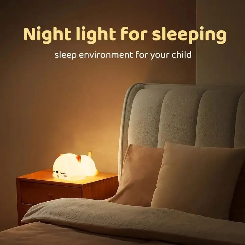 CAT Cartoon Night Light – Touch Control, USB Rechargeable