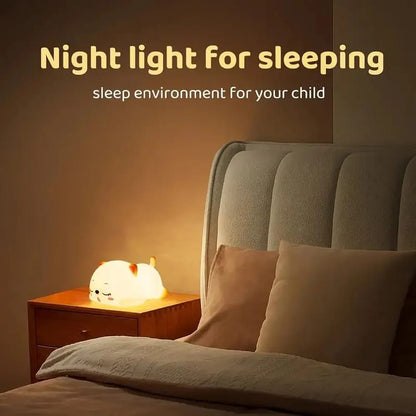 CAT Cartoon Night Light – Touch Control, USB Rechargeable