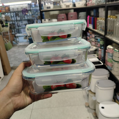 FreshLock™ Borosilicate Glass Food Storage Container Set – 3 Pieces