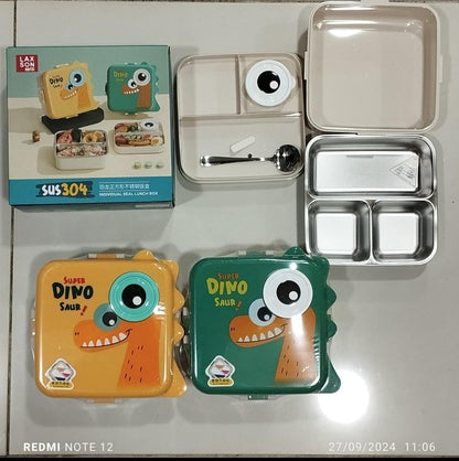 Super Dinosaur 3-Compartment Stainless Steel Lunch Box - My Store
