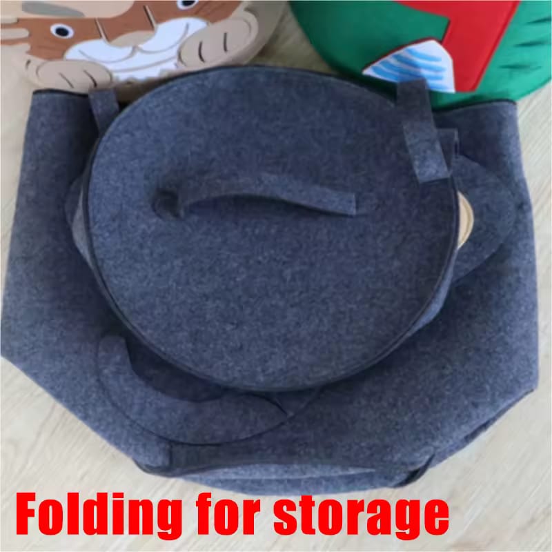 Animal-Themed Felt Storage Basket with Lid – Large Capacity - My Store