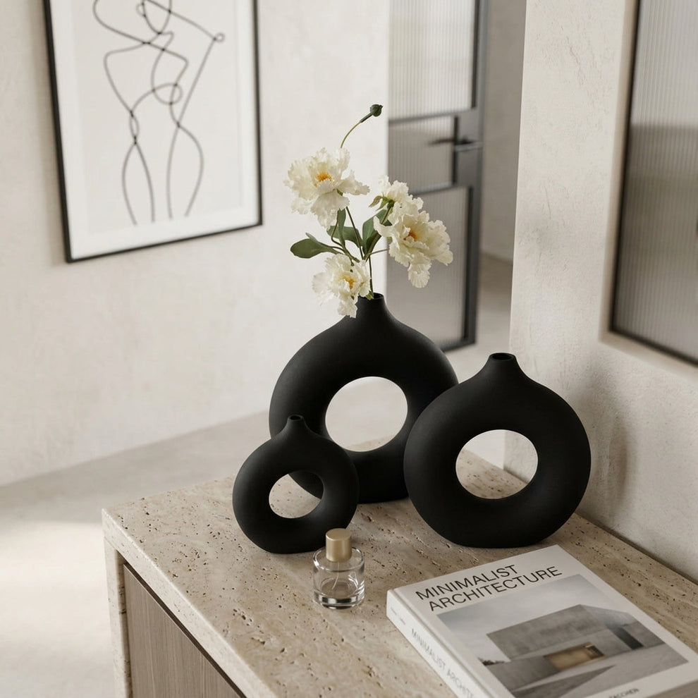 Modern Minimalist Heavy Plastic Donut Vase