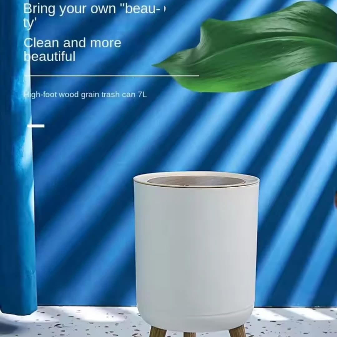 Indoor Trash Bin with Wooden Feet – 7L - My Store