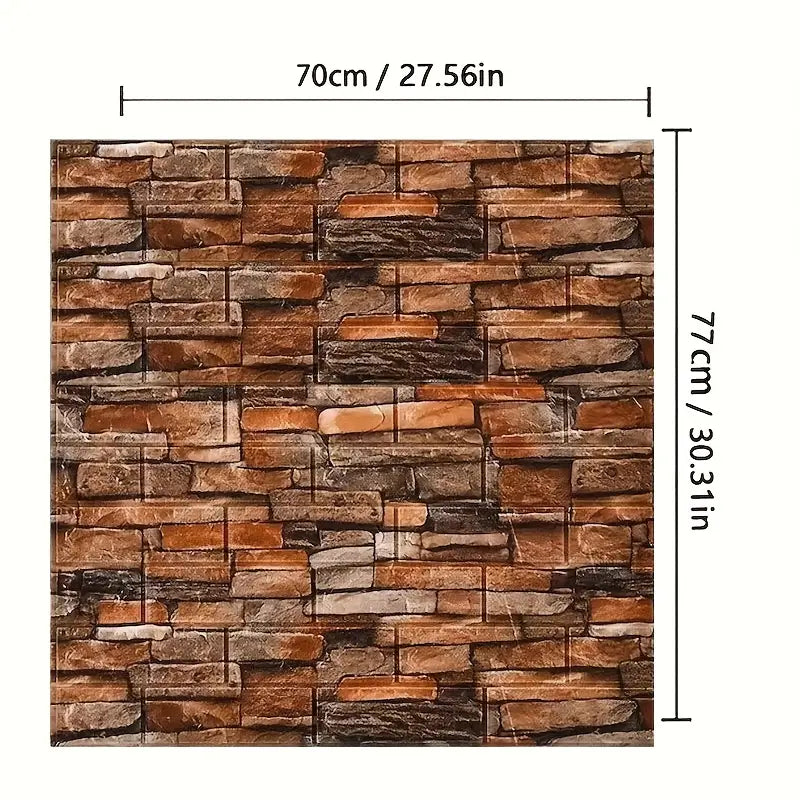 🧱 3D Rustic Brick Wall Stickers – Self-Adhesive PVC Foam Wallpape - My Store