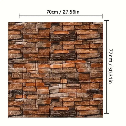 🧱 3D Rustic Brick Wall Stickers – Self-Adhesive PVC Foam Wallpape - My Store