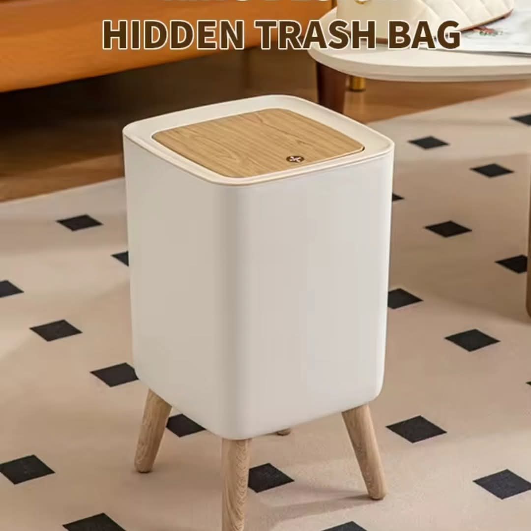 Indoor Trash Bin with Wooden Feet – 7L - My Store
